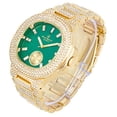 thumbnail image 4 of Charles Raymond Bigger is Better Oversized or Baguette Diamonds for The Luxurious Blinged Out Oblong Metal Mens Watch w/Cuban Bracelet- ST10316CE Cuban (ST10235VO Gold Money Green), 4 of 8