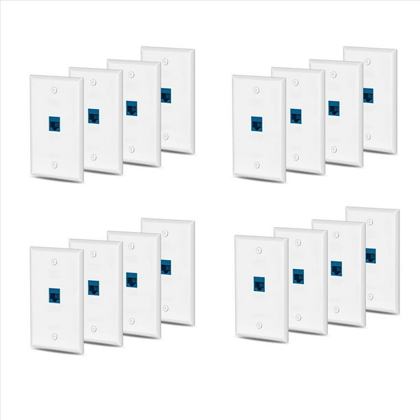 24X Salida de Placa de Pared Ethernet Cat6 1 Puerto RJ45 Red Hembra una Hembra Acoplador de Pared Placa de Enchufe y Azul