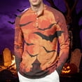 thumbnail image 4 of Dwelliawo Halloween Shirts for Men Pumpkin Spider Print Henley Vintage Shirt Bat Quick Dry Graphic Long Sleeve Funny Horror Costumes Red M, 4 of 4