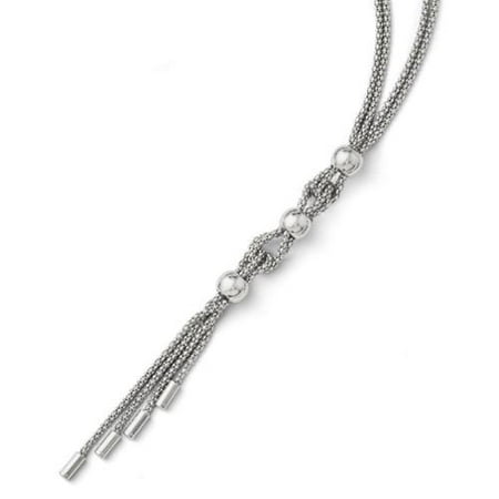 Sterling Silver 18in Polished Double Strand Beaded Necklace