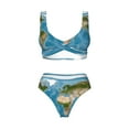 thumbnail image 4 of Rocae Earth View World Map for Bikini Set for Women Two Piece Sexy High Swimsuits Split Crossover Bikini Small, 4 of 9