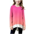 thumbnail image 3 of Loopsun Kids Winter Tops, Toddler Girls Long Sleeve T Shirts, Kids Toddler Girl Casual Printed Long Sleeve Round Neck Athletic Tshirts Hot Pink, 12-13Years, 3 of 5