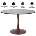 thumbnail image 6 of LeisureMod Bristol 40" Round Dining Table with Sintered Stone Top and Walnut Steel Pedestal Base for Modern Kitchen and Dining Room, 6 of 7