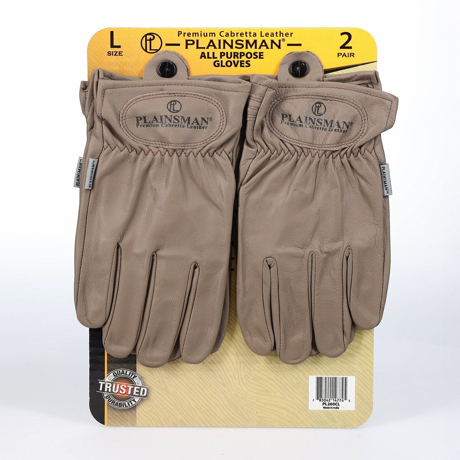 Plainsman Premium Cabretta Cashew Leather Gloves, 2 Pairs, Large ...