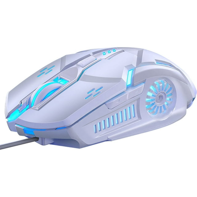 Youkk Gaming Mouse Low-noise 7 Color Backlight 6 Key Anti- for slip Mechanical Mouse Gaming Accessory White