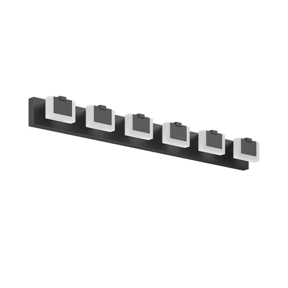 TICOZE 45.7" Matte Black 6-Light LED Bathroom Vanity Light Fixture - Up/Down Wall Sconce, 6000K Dimmable, Hardwired, Fog-Proof Acrylic Shade for Over Mirror