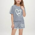 thumbnail image 2 of IFNWSV Ensembles d'Été pour Filles Mode Décontractée Manches Courtes Col Rond Col Bouton Imprimé Ensembles de Shorts 5 Ans, 2 of 7
