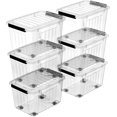 thumbnail image 1 of Cetomo 85Qt*6 Storage Bins Box with Wheels, Organizing Container with Durable Lid for Home, Dorm and Office Organization, Stackable, Clear, Plastic, 6 Pack, 1 of 7