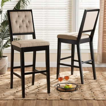 Baxton Studio Gideon Bar Stool, Sand and Dark Brown, Set of 2