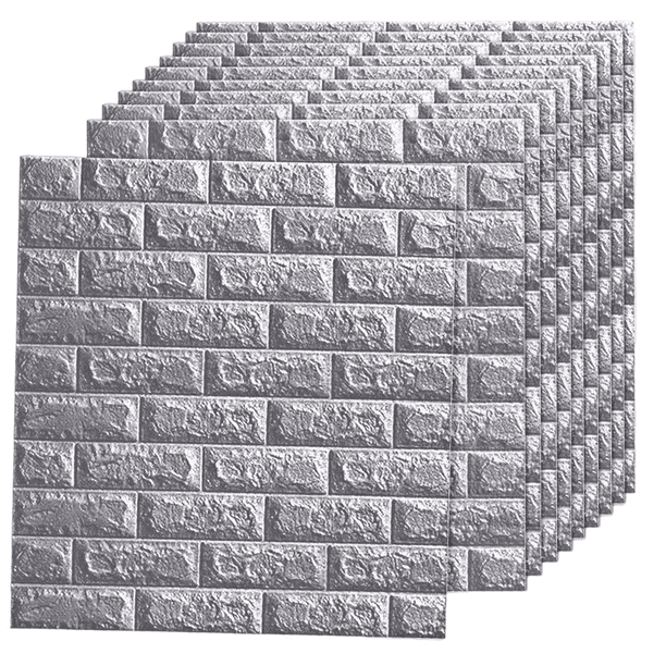 Papel Tapiz Autoadherible Ladrillo Espuma Gris Grande 10pcs Malubero Papel Tapiz