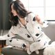 thumbnail image 1 of Conjuntos de pijamas de 2 piezas para mujer, 100% de algodón con estampado ropa de dormir, camisa de manga larga, pantalones, traje para estar en casa, 1 of 4