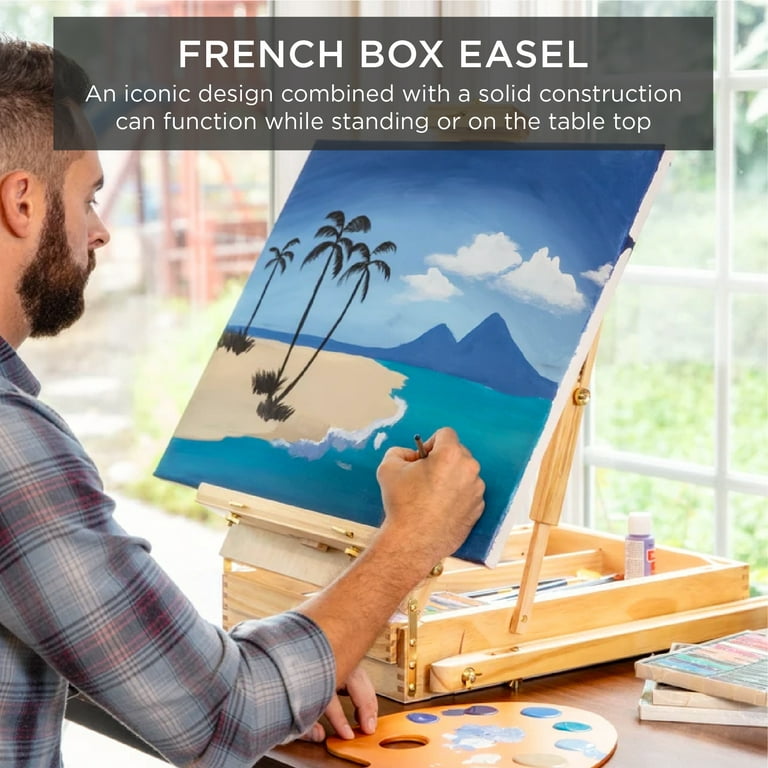 Meeden Table Easel Box, Adjustable Beech Wood Tabletop Sketchbox Easel With  Two Canvas Holders, Table Art Easel For Painting Canvas 28'' Max, Art Paint  Easel Storage Box For Drawing And Sketching