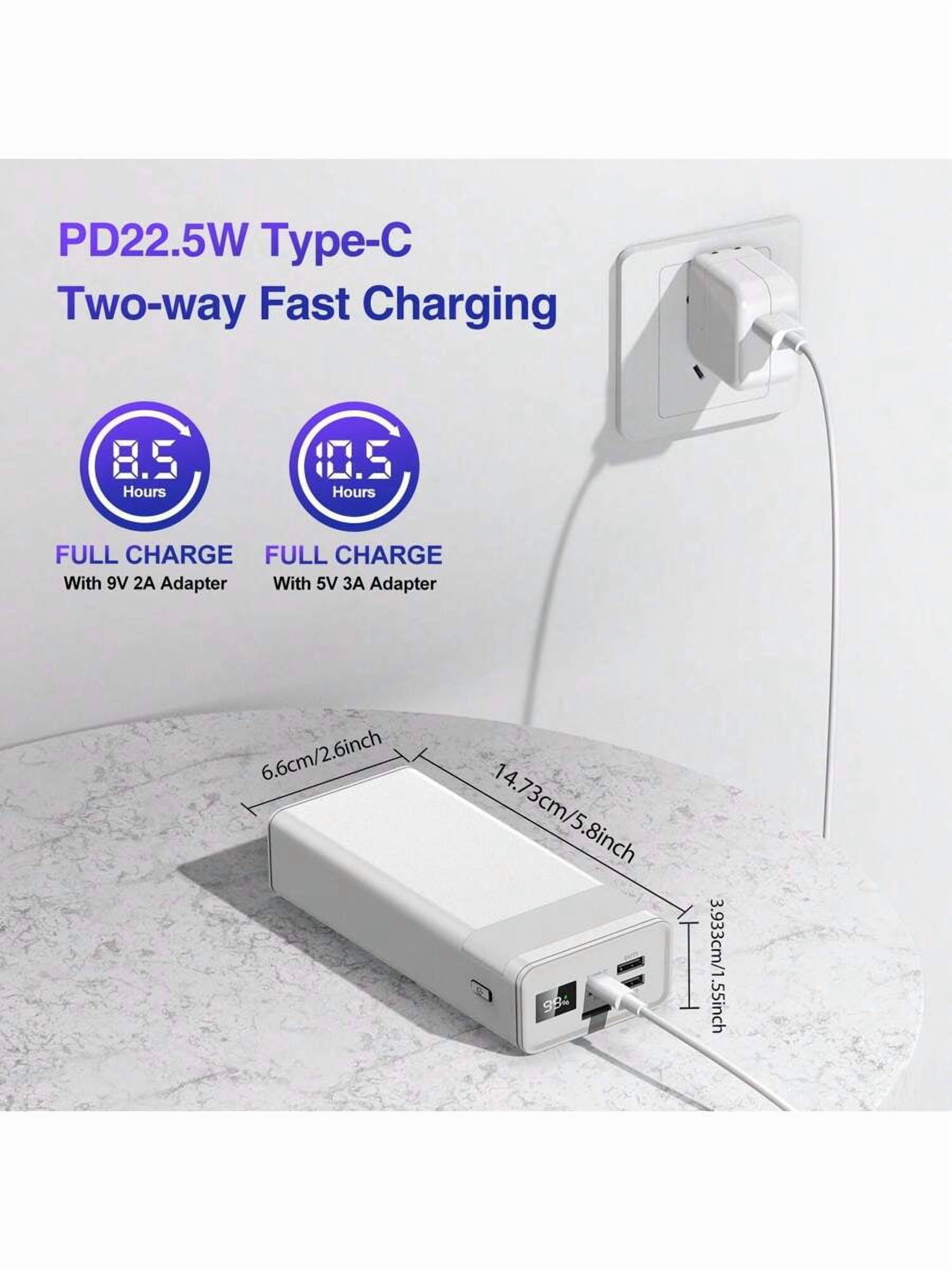 50000mAh Power Bank 22.5W Fast Charging, USB-C Portable Charger with LED Display & Flashlight, 3 Outputs 2 Inputs External Battery Pack for iPhone iPad Android, Travel Outdoor Gift