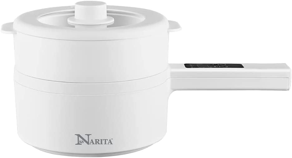 NPC1801W Narita Electric Hot Pot with Steamer/ 1.8L, Nonstick Ceramic