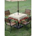 thumbnail image 2 of Square Outdoor Tablecloth With Umbrella Hole And Zipper– Red Christmas Poinsettia Waterproof Patio Table Cover for Party, Picnic, Backyard, 54"x54" , Beige, 2 of 8