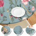 thumbnail image 4 of Pioneer Flower Floral Print Pattern Round Fitted Tablecloth with Elastic Edge,Dining Table Cover Waterproof,Outdoor Round Tablecloth for Camping,Dining,Indoor and Outdoor, 4 of 7