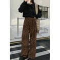 thumbnail image 6 of Women's Dark Brown Leopard Print High Waist Corduroy Wide Leg Pants [ZhiHiMeRi] | XL, 6 of 7