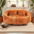 thumbnail image 3 of Tcbosik Bean Bag Sofa for Adults, 2 Seater Chenille Couch, Comfy Sofa for Living Room, No Assembly Required, Orange, 3 of 11