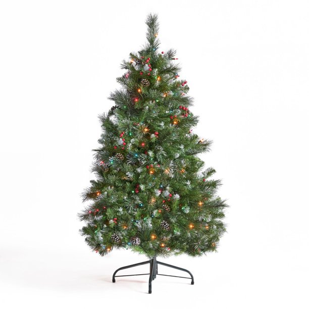 4 5 Pre Lit Full Profile Mixed Spruce Artificial Christmas Tree Multicolor Lights Walmart Com Walmart Com