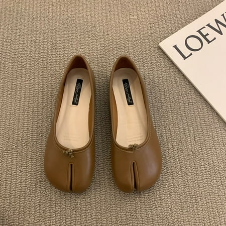 

W -bottomed beanie pig feet shoes women‘s shoes 2024 spring and autumn horseshoe toe thumb pig trotters boat shoes red ladle
