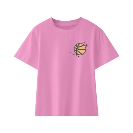 

Children Girls T-shirts Solid Color Short Sleeve Crew Neck Cotton Casual Fun Pattern Summer Clothes Top Dailywear Party Tshirts