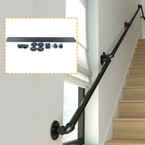 10 FT Iron Handrail for Steps Stair Railing Hand Rail Kit Black Outdoor Indoor for Apartments, Home