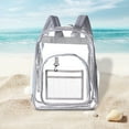 thumbnail image 7 of Vikakiooze Gray Clear Backpack Heavy Duty Clear Bookbag Transparent Backpack Look Through Plastic Bookbag for School,Work,Stadium,Travel,Security,Festival,College (Black), 7 of 7