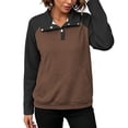 thumbnail image 3 of Women Color Block Textured Sweatshirt, Quarter Button Up Collared Long Sleeve Tops, Fall Basic Casual Golf Pullover Shirts S-3XL, 3 of 7