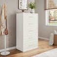 thumbnail image 2 of 5-Drawer Dresser with Extra Large Fabric Drawers, Wood Frame Dresser with 5 Drawers for Bedroom or Living Room Storage, Hallway, Fabric Bins for Closet or Hallway Storage Organizer, Toy Chest, White, 2 of 16