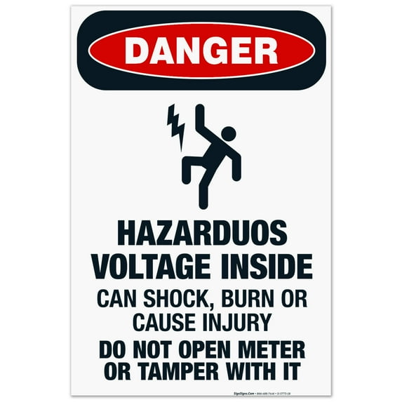 Hazardous Voltage Inside Can Shock, Burn Or Cause Injury Sign, OSHA Danger Sign, 24x36 Corrugated Plastic