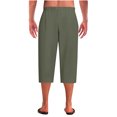 thumbnail image 6 of RYDCOT Men's Capri Pants Loose Fit Elastic Waist Baggy Casual Straight Leg Pajama Pants Army Green, 6 of 7