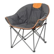 Suntime Sofa Chair, Oversize Padded Moon Folding Chair, Carrying Bag, Grey and Orange, Audlt