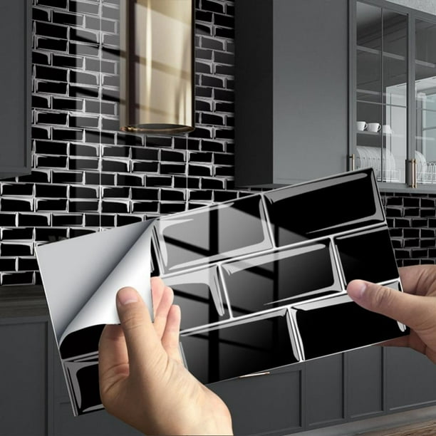 Clearance!Peel and Stick Backsplash Tiles for Kitchen Black and White