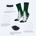 thumbnail image 3 of Four Seasons Universal Socks - 2 Pairs of Unisex Trendy Socks with Green Background and White Tree Patterns Black Toe Caps & Cuffs, 3 of 5