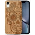thumbnail image 1 of Case Yard Wooden Case Outside Soft TPU Silicone, Slim Fit Shockproof Wood Protective Phone Cover for Girls Boys Men and Women, Supports Wireless Charging Gothic Skull Design case for iPhone-XR, 1 of 7