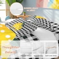 thumbnail image 4 of Summer Lemon Twin Size Comforter Set, Fruit Sweet Summer Black White Plaid Bedding for All Seasons, 4 Pcs Bed Set, 1 Quiltcover (68"x86") ,1Sheet(67"x116"), 2Pillowcases (30"x20"), 4 of 9
