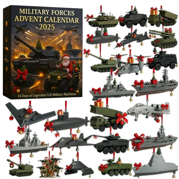 Military Forces Advent Calendar 2025 24 Days Countdown with US Military Vehicles Tanks Ships Aircraft Collectible Model Toys,Christmas Party Gift