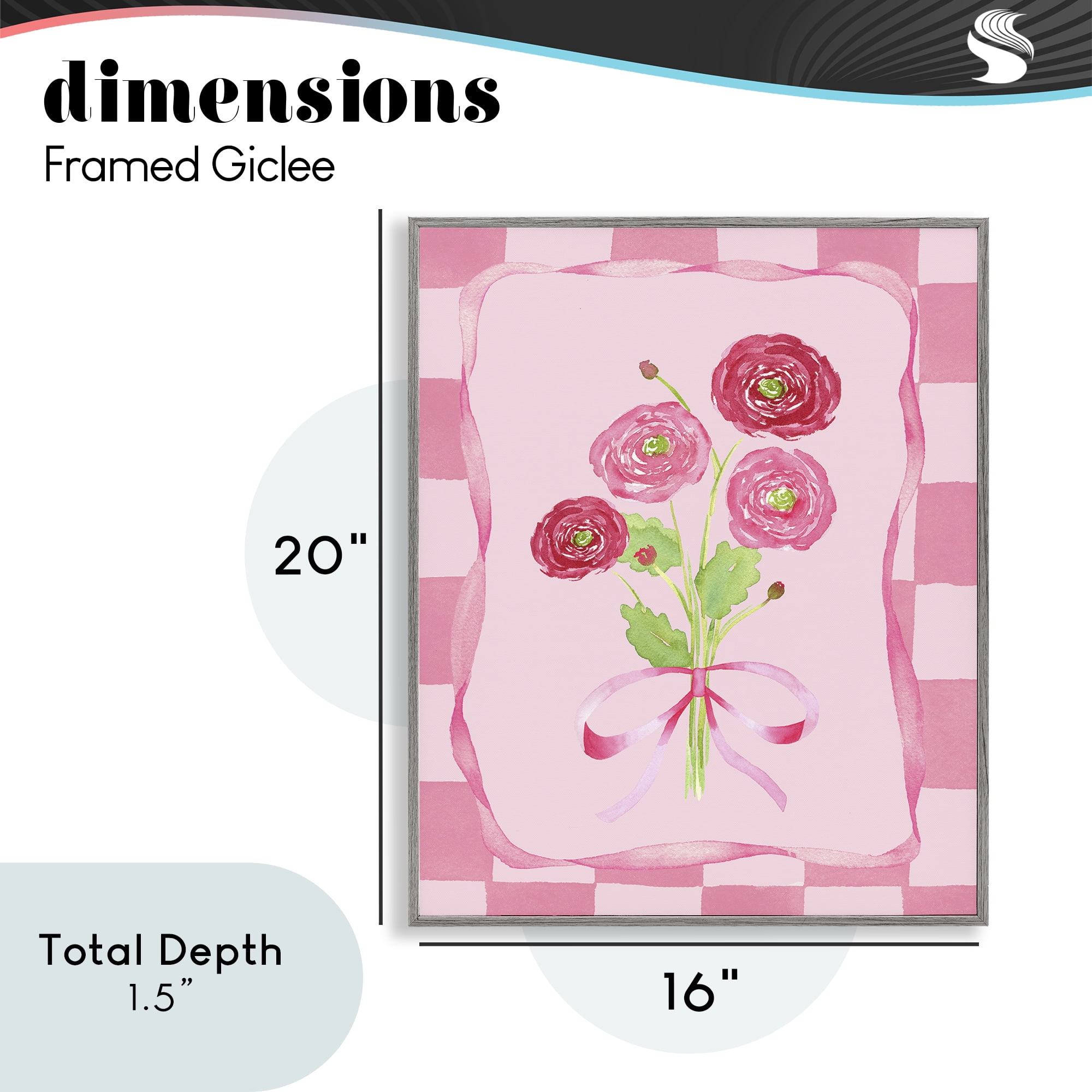 Pretty And Sweet Ranunculus Gray Framed Giclee Art, design by Nina Jacobs