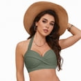 thumbnail image 4 of TOWED22 Women's Halter Bikini Top Twist Front Knot Push Up Padded Swim Tops Only Bathing Suit for Women AG,L, 4 of 9