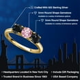 thumbnail image 2 of Gem Stone King 18K Yellow Gold Plated Silver Pink Lab Grown Diamond and Black Sapphire Engagement Ring for Women | 1.88 Cttw | Round 5MM | Gemstone April Birthstone | Size 9, 2 of 6