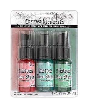 Trebbies Ranger Tim Holtz Distress Mica Spray Bundle - 6 one-ounce bottles Mica Holiday Collection Including sets 5 and 6 Detail Sticks