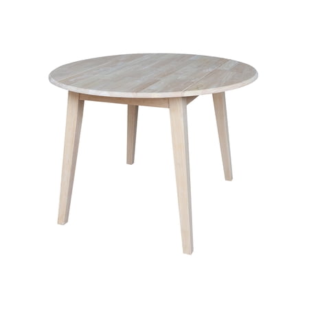 42 Round Solid Wood Dual Drop Leaf Table in Unfinished