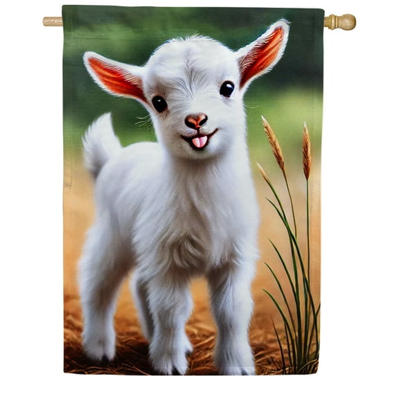 America Forever Baby Goat House Flag, 28 x 40 inch Double Sided, Farmhouse Charming Spring Flags, Goat Lovers Gift Ideas, Cute Farm Animal Outdoor Decorative for Lawn and House DÃ©cor