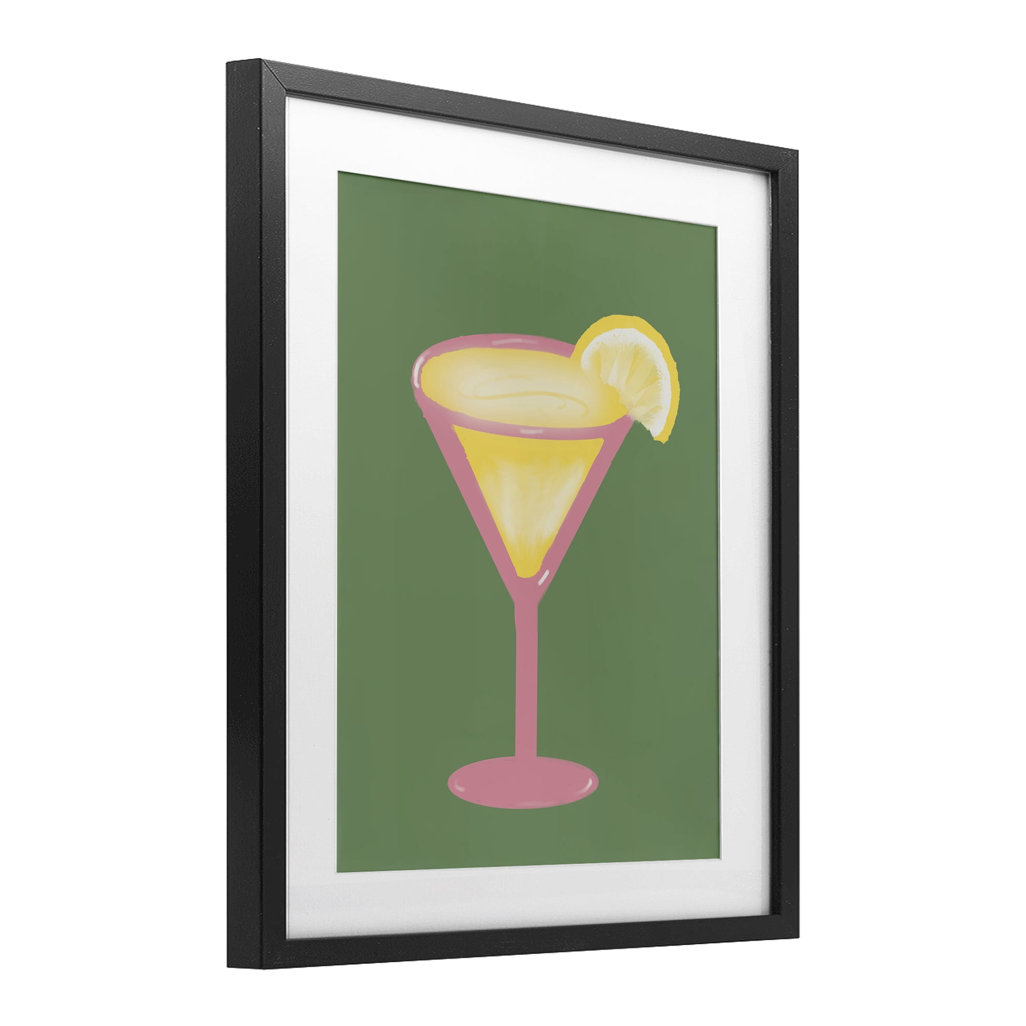 Stupell Industries Lemon Drop Glass over Green Black Framed Print Under Glass, design by Robin Maria