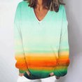 thumbnail image 1 of Tawop Chemises pour Femmes Blouse à Manches Longues Décontractée Imprimée Col en V Tricotée Dégradé Vert TTTG, 1 of 4