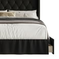 thumbnail image 5 of Home Design Andrea Queen Upholstered Storage Panel Bed Frame, Button Tufted Linen Wingback Headboard, Black – Modern Adult Bedroom Furniture, 5 of 6