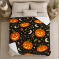 thumbnail image 5 of Glowing Jack-O'-Lantern Halloween Pattern Cartoon Illustration, Festive Halloween Scene, Warm Flannel Blanket for Living Room and Family Room, Art Lovers Halloween Gift, Festive Home Decor, 5 of 9