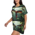 thumbnail image 2 of Kdxio Flying Parrots In Jungle Print Pajamas Sets for Women Short-Sleeved Pjs with Lounge Shorts Two Piece Sleepwear S-4XL, 2 of 5