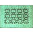 thumbnail image 1 of Ahgly Company Machine Washable Indoor Rectangle Persian Turquoise Blue Traditional Area Rugs, 7' x 10', 1 of 4