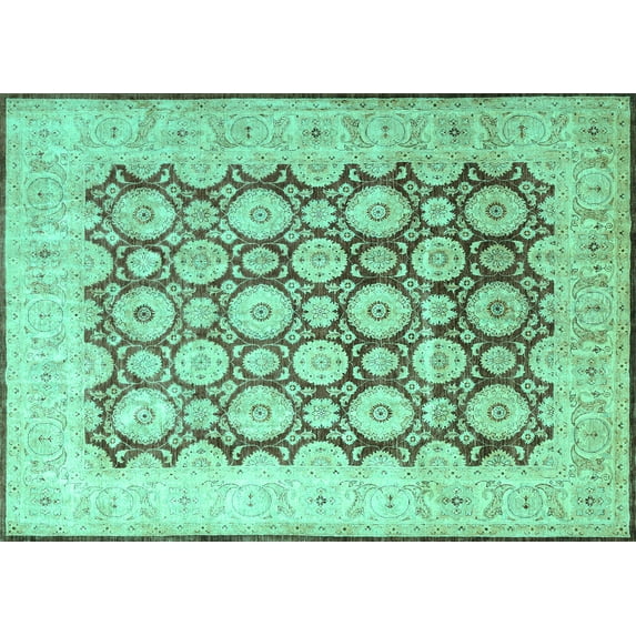 Ahgly Company Machine Washable Indoor Rectangle Persian Turquoise Blue Traditional Area Rugs, 7' x 10'